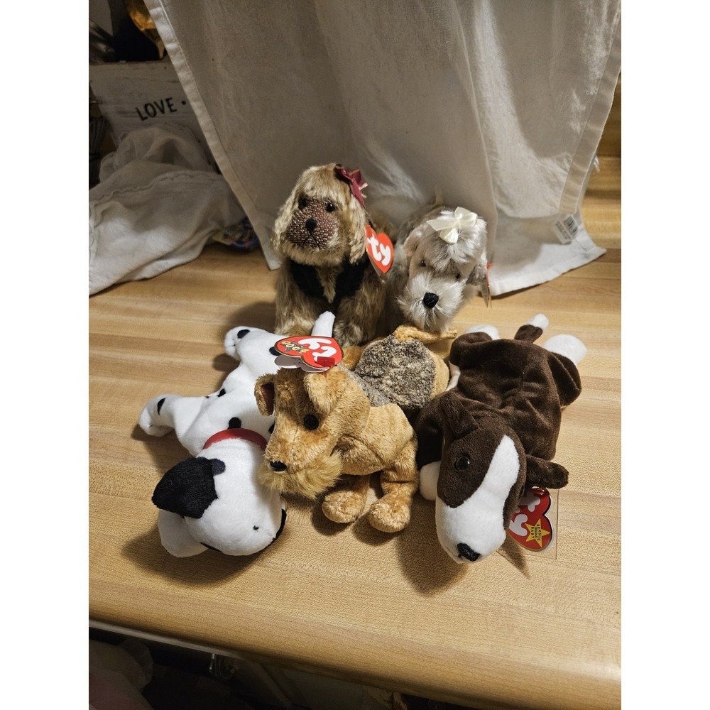 Lot Of 5 Vintage Dog Ty Beanie Babies